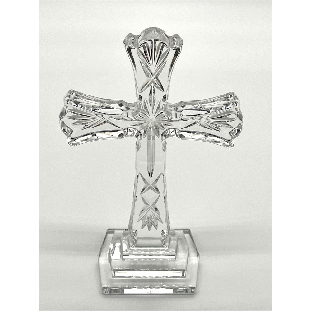 Waterford Crystal Standing Cross Religious Cross 8" Ireland Cut Crystal